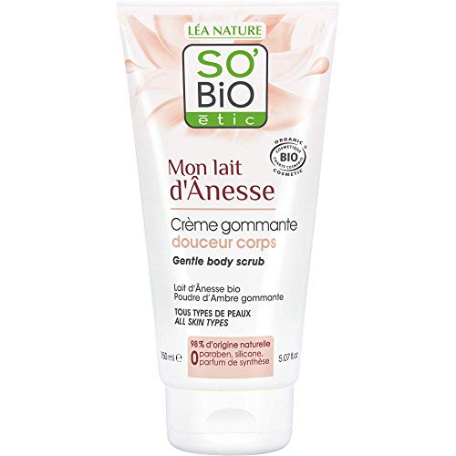 SO'BiO étic Soins Visage et Corps Mon Lait d'Anesse Crème Gommage Douceur 150 ml