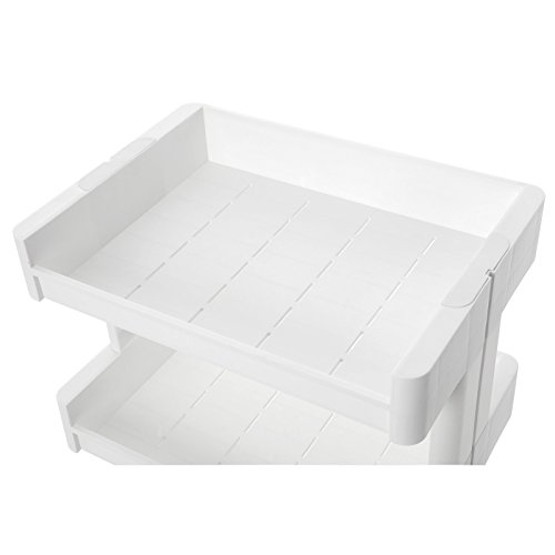 SONGMICS Carrito de Plástico con 3 Niveles, Estantería con Ruedas de PP, Organizador para Cocina y Baño, Estante de Almacenamiento, Blanco KSC01WT