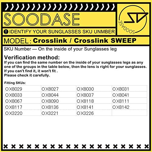 SOODASE Negro Patas de gafas de repuesto por Oakley Crosslink Montura de Gafas graduadas