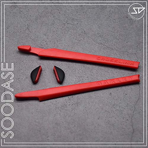 SOODASE Rojo/Naranja Kit de goma de silicona Earsocks de repuesto Para Oakley Crosslink Gafas de sol