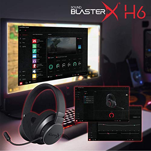 Sound BlasterX H6 - Cascos con micrófono para juegos USB con sonido virtual 7.1