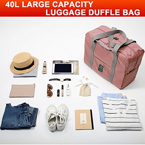 SPAHER Bolsa de Equipaje Bolsas de Viaje Plegable Duffle Bag Ligero Impermeable Organizador de Hombro de Almacenamiento de Transporte de Bolsas para IR de Compras Gimnasio Deportes Camping 40L Armada