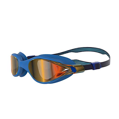 Speedo Vue Mirror Gafas de natación, Men's, Azul Marino/Pool/Gold Shadow, One Size