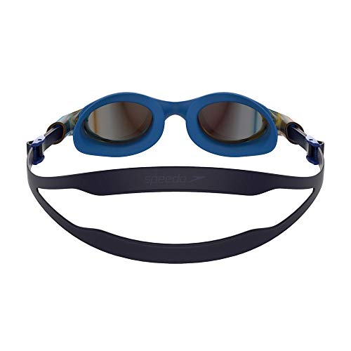 Speedo Vue Mirror Gafas de natación, Men's, Azul Marino/Pool/Gold Shadow, One Size