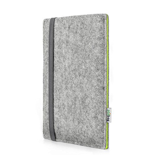 Stilbag Funda e-Reader Finn para Kobo Aura Edition 2 | Fieltro de Lana Gris y Verde Manzana | Cubierta Protectora - Made in Germany