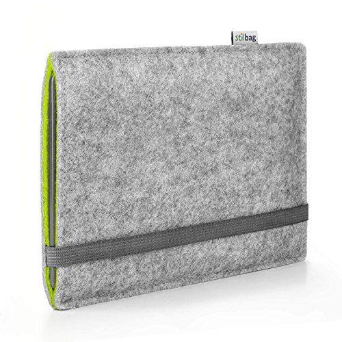 Stilbag Funda e-Reader Finn para Kobo Aura Edition 2 | Fieltro de Lana Gris y Verde Manzana | Cubierta Protectora - Made in Germany