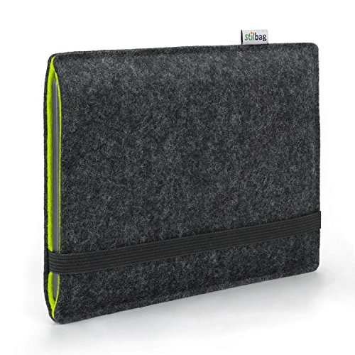 Stilbag Funda e-Reader Finn para Kobo Aura H2O | Fieltro de Lana Antracita y Verde Manzana | Cubierta Protectora - Made in Germany