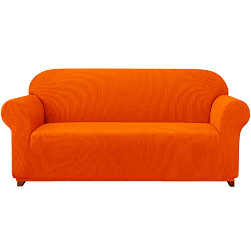 subrtex 1 Pieza Funda Sofa Elasticas Fundas de Sofa Antideslizante Cubierta Forros para Sofas Anti Arañazos Ajustable Protector (3 Plazas, Naranja)