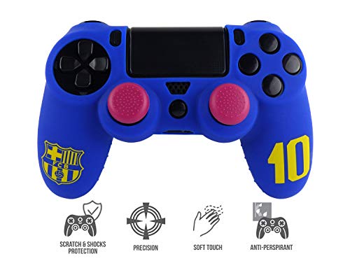 Subsonic - Funda de silicona para mando y Carcasa blanda antideslizante con Thumb grips caps de precisión para joysticks [licencia oficial FCB FC Barcelona] (PS4)