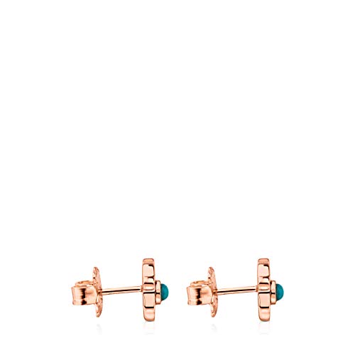 Super Power - Pendientes de Vermeil 18kt rosa con Turquesa. Motivo: 0,8 cm