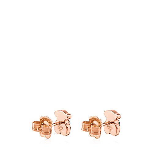 Super Power - Pendientes de Vermeil 18kt rosa con Turquesa. Motivo: 0,8 cm