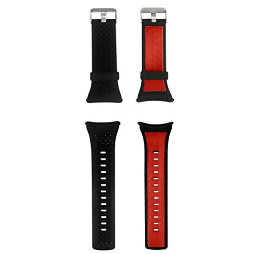 T-BLUER Watch Band Compatible for Suunto Core Correa,Accesorio de Pulsera de Correa de Repuesto de Silicona y Funda Protectora de Cubierta Completa para Suunto Core Smart Watch,Negro Rojo