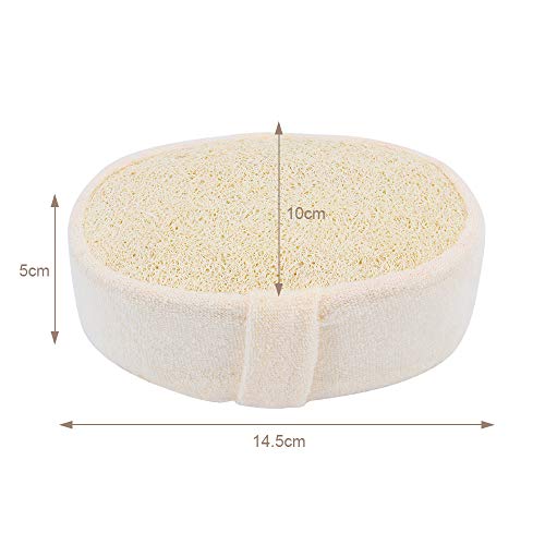 TAECOOOL exfoliante para espalda de lufa exfoliante, 2 paquetes 100% natural esponja de ducha exfoliante corporal para hombres/mujeres baño spa y ducha, tamaño grueso 14,5 x 10 cm x 5 cm