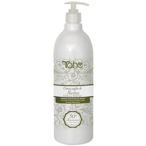 Tahe Hierbas Crema Capilar para Cabello de Hierbas, Aceite Esencial de Romero, Lavanda, Almendra Dulce, Aloe Vera, Cera de Abeja, Leche de Jazmín y Aceite de Oliva Virgen, 1000 ml