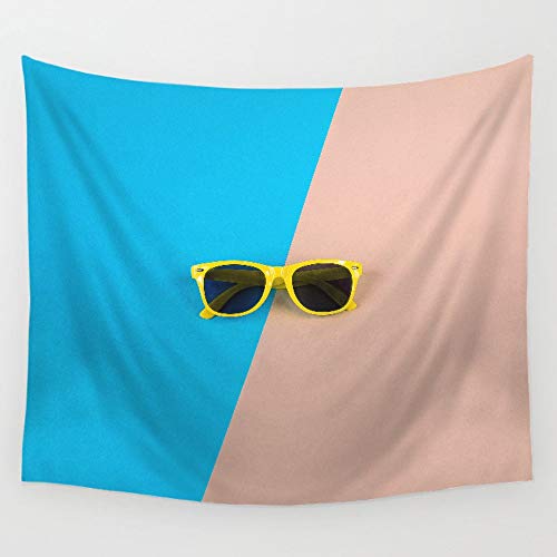 Tapiz De Pared, Gafas De Sol Azules Y Rosas Claras,Tela De Impresión Digital 3D, Estilo Bohemio Indio Minimalista Hippie Vogue Moderna Decoración De Arte De Pared Grande para Sala De Estar De Dormit