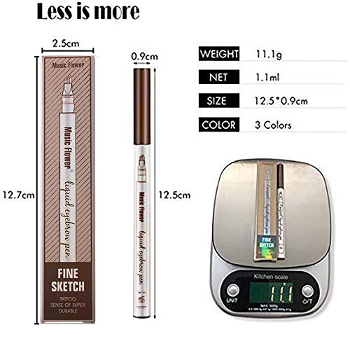 Tattoo Eyebrow Pen con Cuatro 4 Puntas Duraderas Brow Gel Para Maquillaje de Ojos- Lapiz de Cejas Waterproof