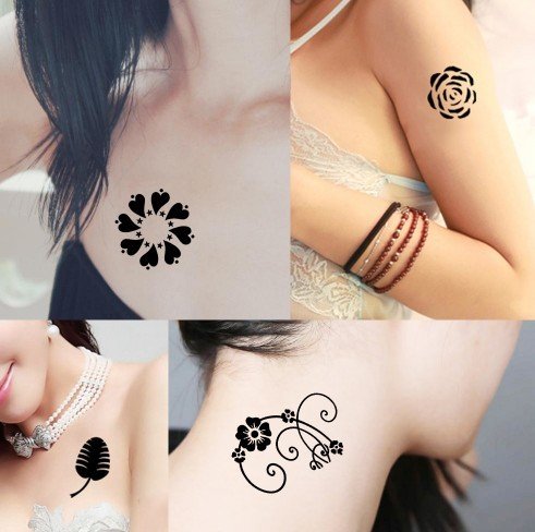 Tattoo Plantillas/Plantillas 8 + 2 pequeños Sheet para Henna Tattoo Glitter Tattoo Air Brush Tattoo Juego Mini 4