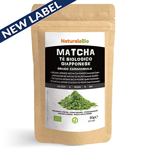 Té Matcha Orgánico Ceremonial En Polvo 50g. Té Verde Matcha Biológico Japonés De 1 Grado. Matcha Bio Grado Ceremonia. Té Ecológico Producido En Japón, Uji, Kyoto. Para Beber, en Cocina y con latte