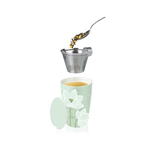 Tea Forté - Kati Mug Lotus Starter Kit - Pack Taza con Infusor + 10 Bolsitas de té e Infusiones - Capacidad 35 cl