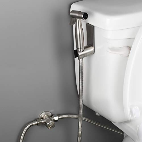 Tecmolog Ducha Bidet Acero Inoxidable Grifo Bidet Portatil para WC Kit Ducha de Lavabo Bidet con Soporte Ducha, Adaptador Manguera y Manguera WC 1.2m, WS024F2