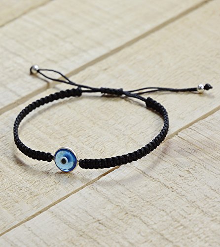 The Classic Glass & Silver Mal Eye Charm Pulsera para hombres y mujeres, simple y clásico