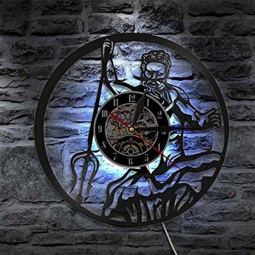 TIANZly Poseidon Myth Neptune Reloj de Pared Myth Poseidon Disco de Vinilo Reloj de Registro Retro