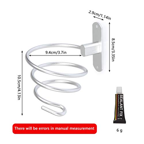 TIMESETL Soporte de Secador de Pelo en Pared, Tornillo + Autoadhesivo Ventosa Estante Secador Pelo para Dormitorios, Aseos, Barberías