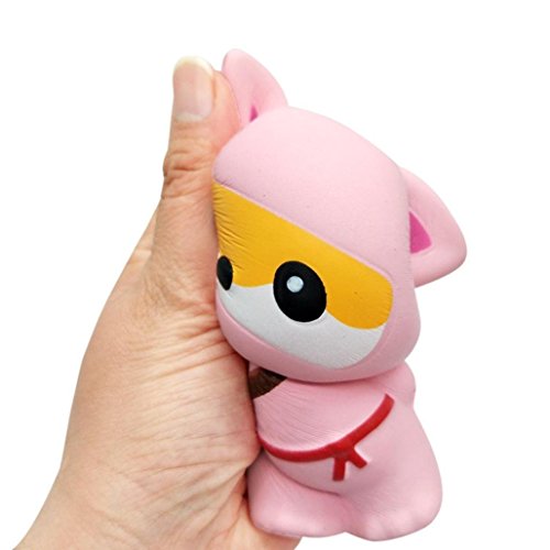 TMEOG Kawaii Squishies Jumbo Slow Rising Perfumado Linda Animal Ninja Juguete Fox para aliviar el estrés (Rosado Zorro)