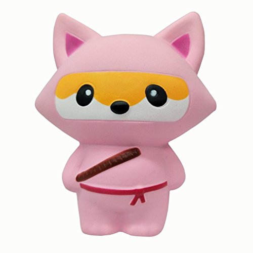 TMEOG Kawaii Squishies Jumbo Slow Rising Perfumado Linda Animal Ninja Juguete Fox para aliviar el estrés (Rosado Zorro)