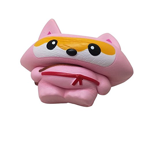 TMEOG Kawaii Squishies Jumbo Slow Rising Perfumado Linda Animal Ninja Juguete Fox para aliviar el estrés (Rosado Zorro)