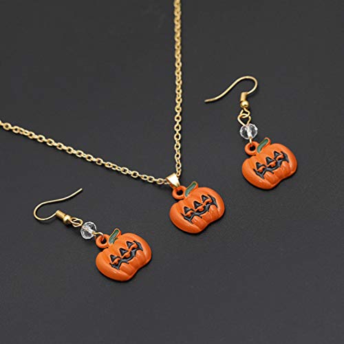 Tomaibaby 6Pcs Pendientes de Collar de Calabaza de Halloween Set Colgante de Calabaza Pendientes de Joyería para Fiesta de Disfraces de Halloween Joyería (Naranja)