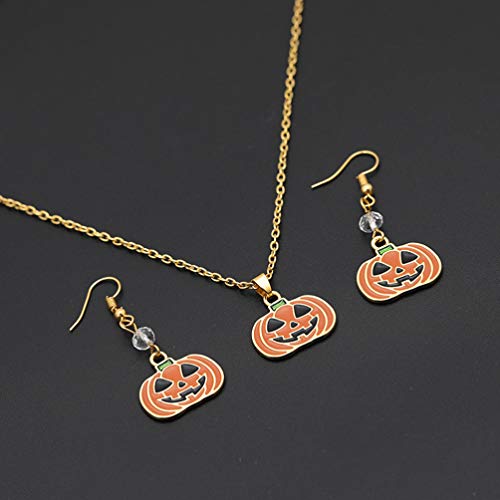 Tomaibaby 6Pcs Pendientes de Collar de Calabaza de Halloween Set Colgante de Calabaza Pendientes de Joyería para Fiesta de Disfraces de Halloween Joyería (Naranja)