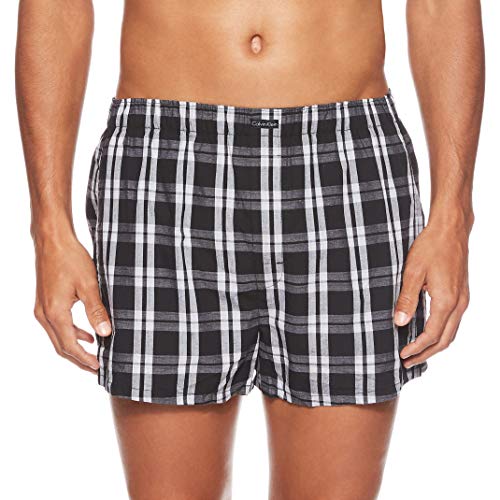 Tommy Hilfiger Boxer WVN 3PK Calzoncillos, Negro (Blk/Morgan Plaid/Montague Stripe BMS), M para Hombre