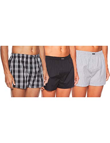 Tommy Hilfiger Boxer WVN 3PK Calzoncillos, Negro (Blk/Morgan Plaid/Montague Stripe BMS), M para Hombre