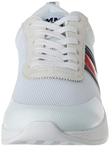 Tommy Hilfiger Flexi Tommy Jeans Flag Sneaker, Zapatillas para Hombre, Blanco (White Ybs), 44 EU