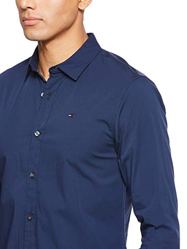 Tommy Hilfiger Original Stretch Camisa, Azul (Black Iris 002), XX-Large para Hombre