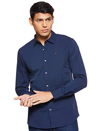 Tommy Hilfiger Original Stretch Camisa, Azul (Black Iris 002), XX-Large para Hombre