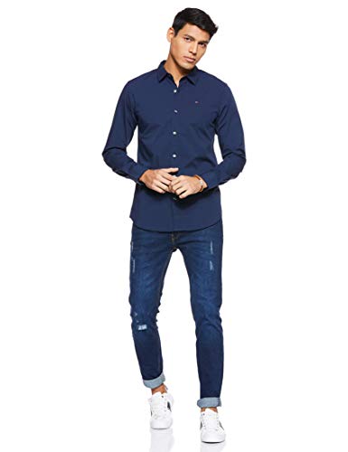 Tommy Hilfiger Original Stretch Camisa, Azul (Black Iris 002), XX-Large para Hombre