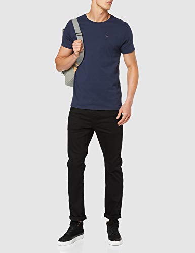 Tommy Hilfiger Regular C Camiseta con Cuello Redondo, Azul (Black Iris), L para Hombre