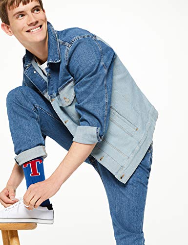 Tommy Hilfiger TJM Oversized Trucker Chaqueta Vaquera, Azul (TJ Denim Colorblock 1A4), Small para Hombre