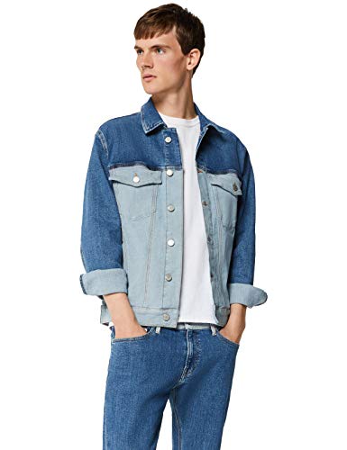 Tommy Hilfiger TJM Oversized Trucker Chaqueta Vaquera, Azul (TJ Denim Colorblock 1A4), Small para Hombre