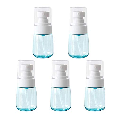 TOPBATHY 5Pcs 30Ml Botella de Viaje Conjunto Botella de Spray Vacía Botella de Bomba Recargable para Alcohol/Aceite Esencial/Emulsión/Agua Hidratante (Azul Claro)