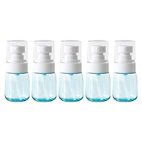 TOPBATHY 5Pcs 30Ml Botella de Viaje Conjunto Botella de Spray Vacía Botella de Bomba Recargable para Alcohol/Aceite Esencial/Emulsión/Agua Hidratante (Azul Claro)