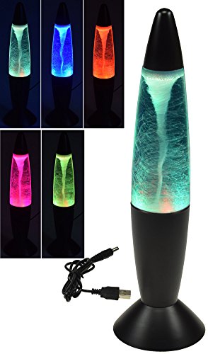 Tornado - Lámpara decorativa (37 cm) iluminación LED y cambio de color, funcionamiento con USB (5 V) o 3 pilas AA