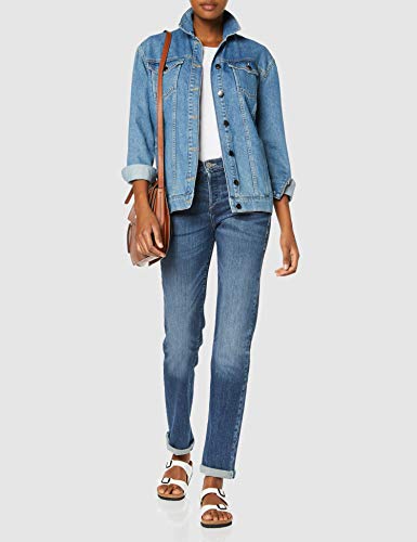 True Religion Highrise Straight Turnup Vaqueros, Azul (Blue Denim 4646), W26/L32 (Talla del Fabricante: 26) para Mujer