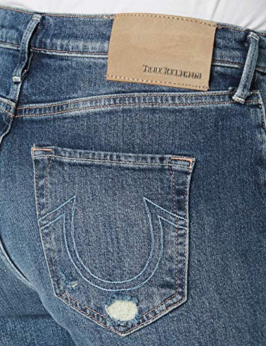 True Religion Highrise Straight Turnup Vaqueros, Azul (Blue Denim 4646), W26/L32 (Talla del Fabricante: 26) para Mujer