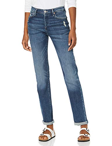 True Religion Highrise Straight Turnup Vaqueros, Azul (Blue Denim 4646), W26/L32 (Talla del Fabricante: 26) para Mujer