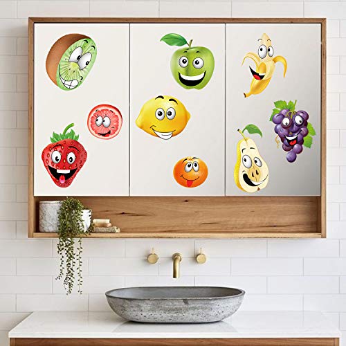 ufengke Pegatinas de Pared Fruta Cocina Vinilos Adhesivas Pared Plátano Limón Manzana Emoji para Dormitorio Habitación Infantiles Niños