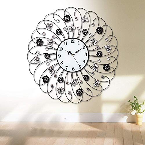 UHRKS Reloj de Pared, Arte Moderno de Hierro Hecho a Mano en 3D + Cristal Artificial Elegante hogar Decorativo Regalos de inauguración artesanía