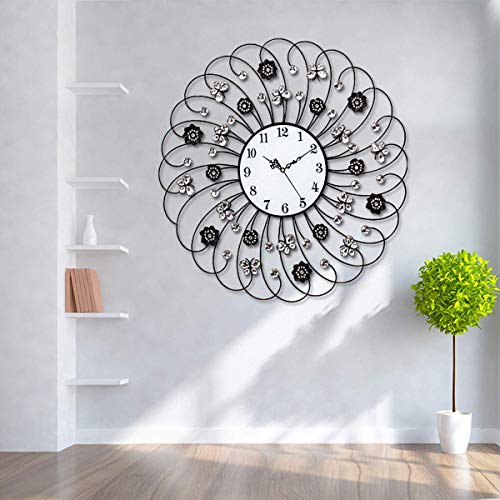 UHRKS Reloj de Pared, Arte Moderno de Hierro Hecho a Mano en 3D + Cristal Artificial Elegante hogar Decorativo Regalos de inauguración artesanía